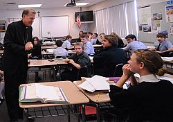 Bishop Wester discusses stewardship with Cosgriff 8th-graders