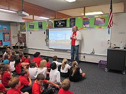 Storyboard artist shares his story with Book Bingo students at Saint Vincent de Paul School