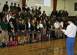 Catholic students pray the rosary for the Bishop's Synod