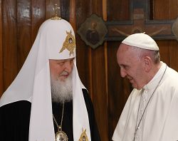 A brotherly embrace brings Pope Francis and Russian Orthodox Patriarch Kirill together