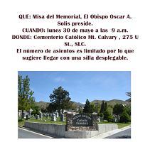 Misa por el Memorial Day será celebrada en el cementerio Católico Mount Calvary
