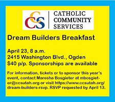 Dream Builders Breakfast will benefit CCS Northern Utahs programs to help the vulnerable