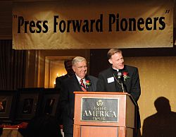 Bishop John C. Wester and Elder M. Russell Ballard share 2011 Days of '47 President's Award