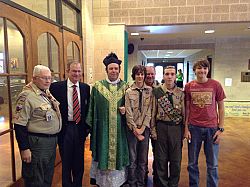 Five Boy Scouts receive the Thomas S. Monson Award