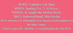 Catholics Can Mass is Oct. 7