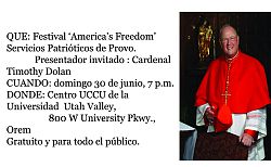 El Cardenal  Dolan hablará sobre la libertad religiosa durante el Festival de Provo