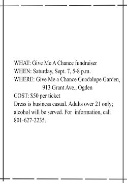 Give Me a Chance fundraiser scheduled for Sept. 7