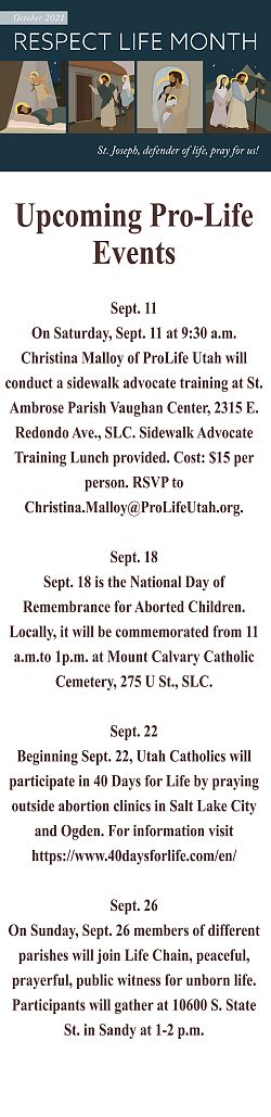 Respect for Life activities planned for September