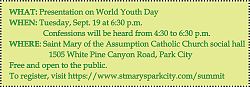 World Youth Day participant to give presentation 