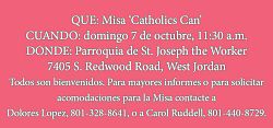 El 7 de octubre se realizará la Misa 'Catholics Can' honrando a las personas por su servicio