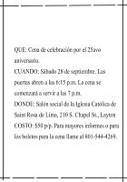 Parroquia celebrará un cuarto de Siglo