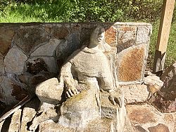 Stone monk in the foothills marks hermitage site