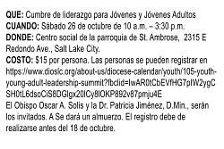 Se realizará Cumbre para lideres jóvenes y jóvenes adultos de la Diócesis de Salt Lake City 

