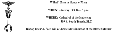 Bishop Solis to recognize Legion of Mary at Oct. 16 Mass