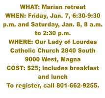 Marian retreat scheduled for January
