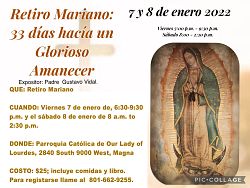En enero se celebrará un retiro Mariano
