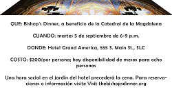 La Bishops Dinner se celebrará el 5 de septiembre
