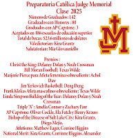 FELICIDADES Clase del 2025 Preparatoria Católica Judge Memoria