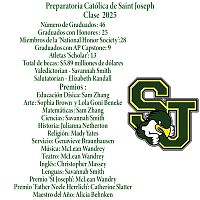 FELICIDADES Clase del 2025 Preparatoria Católica de Saint Joseph