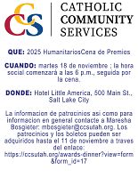 Cena de Premios Humanitarios CCS a realizarse el 18 de noviembre

