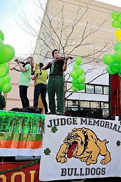 Judge CHS, 3A State Football  champs, lead St. Patrick's Day parade