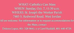 Catholics Can Mass is Oct. 7