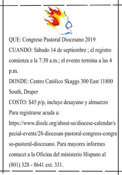 Todos están invitados a nutrir la fe durante el Congreso Pastoral Diocesano 2019 
