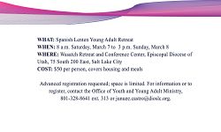 Diocese to offer two-day young adult retreat in Spanish