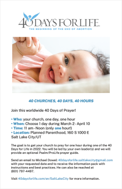40 Days for Life to begin anti-abortion prayer effort in Salt Lake City on Ash Wednesday
