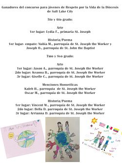 Ganadores del concurso para jóvenes de Respeto por la Vida 