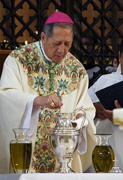 Blessing of oils at Chrism Mass is a powerful expression of Gods infinite love for us and his redeeming grace, Bishop Solis says