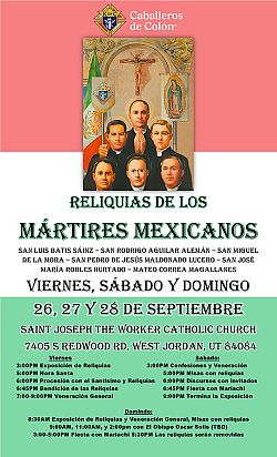Reliquias de los mártires Mexicanos visitarán la parroquia de San José Obrero
