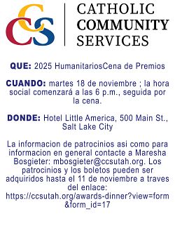 Cena de Premios Humanitarios CCS a realizarse el 18 de noviembre
